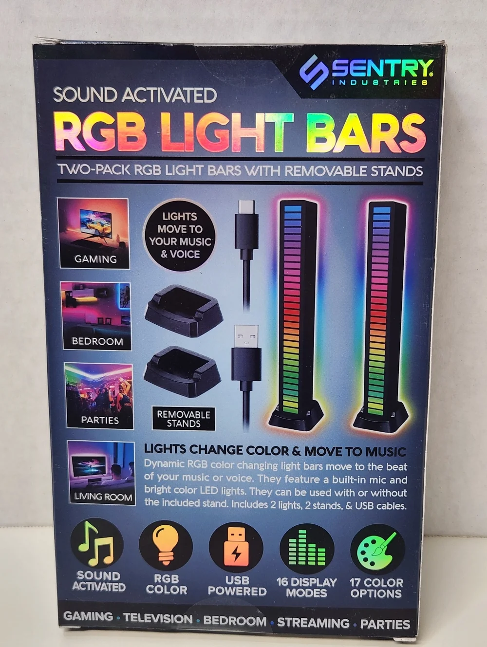 Bundle of 3 Sentry RGB Light Bars 2-Pack Sound Activated LED Gaming Lamps - Picture 3 of 3